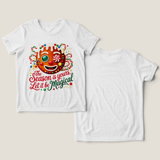 T-shirt En Tri-matière Boys' Magical Gingerbread Christmas Candy Cookie  (Design Recto & Verso)