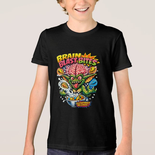 T-shirt En Tri-matière Brain Blast Bites Retro Cartoon Gremlin Cereal Par (Recto)