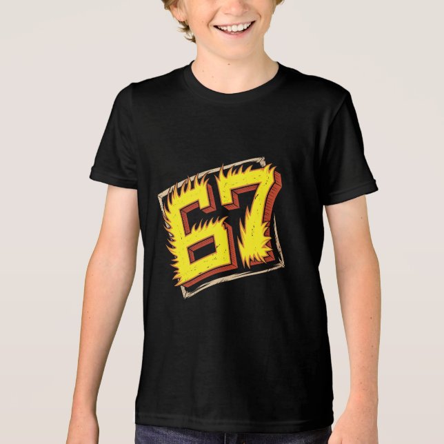 T-shirt En Tri-matière Brainrot 67 : Numéro en feu (Recto)
