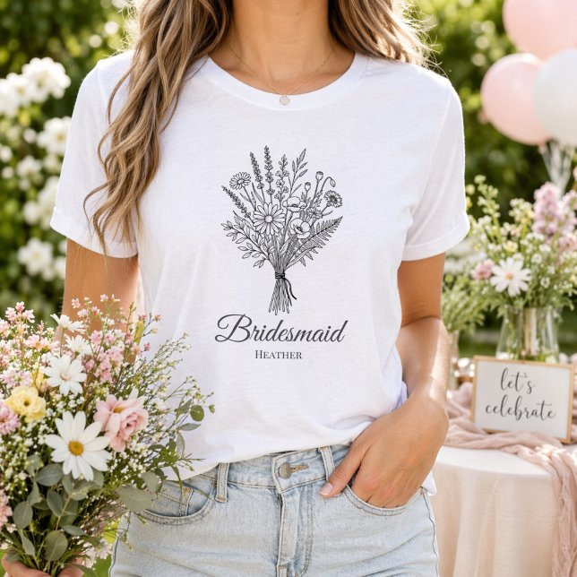 T-shirt En Tri-matière Bridesmaid Bridal Party Wildflower Name (Créateur téléchargé)