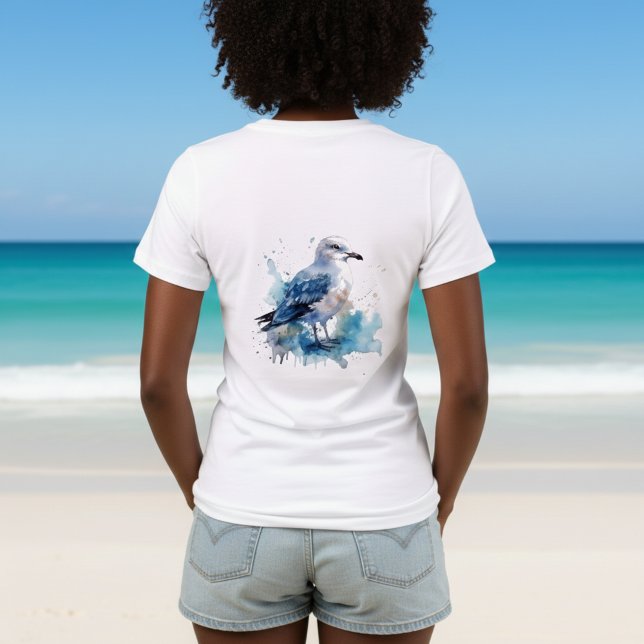 T-shirt En Tri-matière Brise océanique : Aquarelle Mouette (Créateur téléchargé)