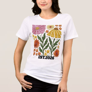 T-shirt En Tri-matière Broderie personnalisée Jardin floral de fleurs sau