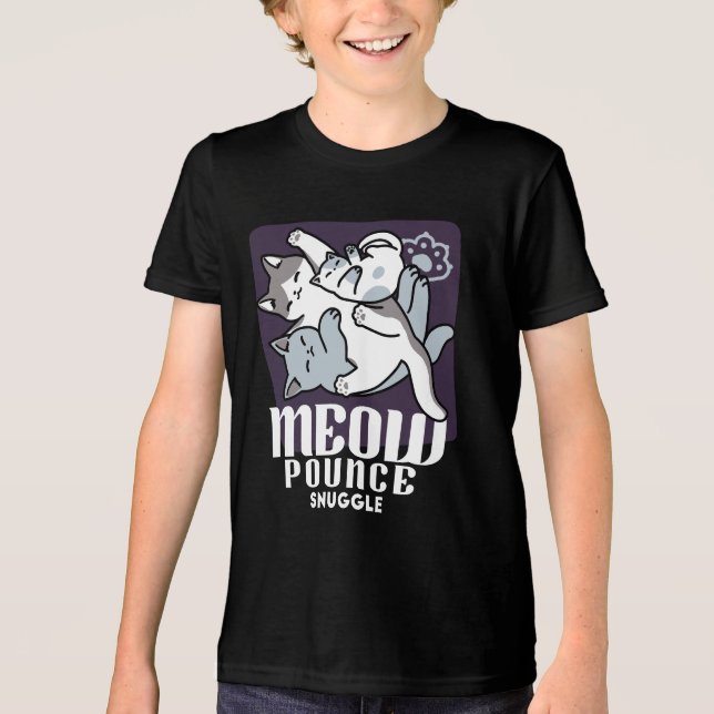 T-shirt En Tri-matière Brosse à lait - Chats à couchage mignon (Recto)