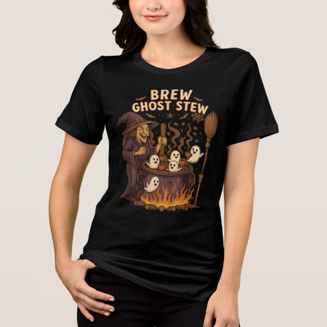 T-shirt En Tri-matière Brûler Ghost Stew sorcier Cauldron de café Hallowe (Recto)
