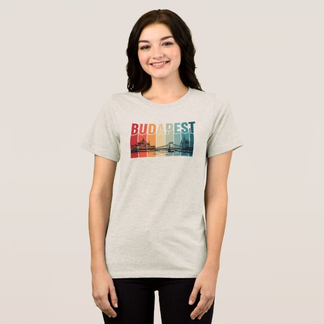 T-shirt En Tri-matière Budapest Texte avec Skyline (Recto plein)