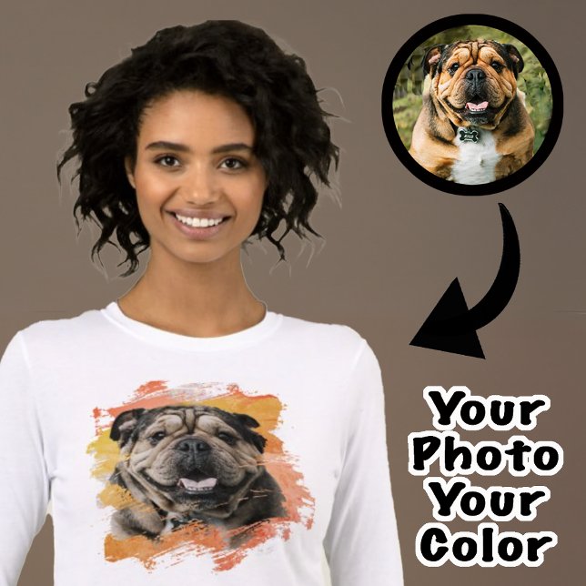 T-shirt En Tri-matière Bulldog ou votre photo Grunge Chien Maman (Créateur téléchargé)