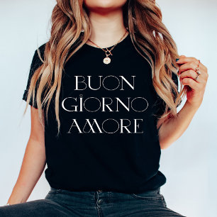 T-shirt En Tri-matière Buongiorno Amore Script moderne italien noir