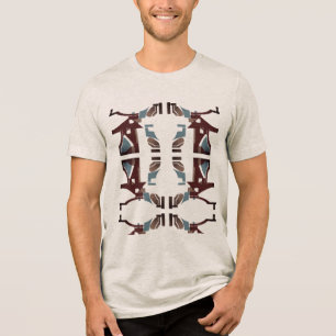 T-shirt En Tri-matière Burgundy Bleu Tan Abstrait Méditerranée Sud-Ouest