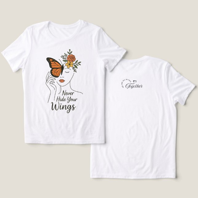 T-shirt En Tri-matière Butterfly & Floral Empowerment Art (Design Recto & Verso)