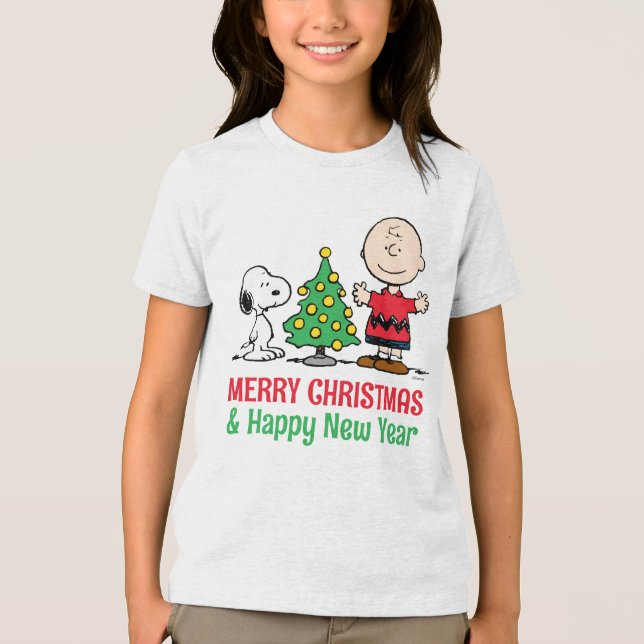 T-shirt En Tri-matière cacahuètes | Snoopy & Charlie Arbre de Noël Brown (Recto)