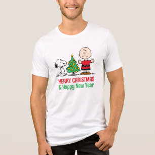 T-shirt En Tri-matière cacahuètes Snoopy & Charlie Arbre de Noël Brown