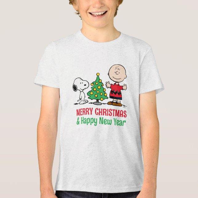 T-shirt En Tri-matière cacahuètes | Snoopy & Charlie Arbre de Noël Brown (Recto)