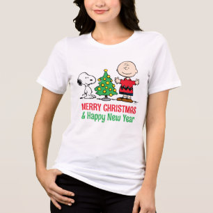 T-shirt En Tri-matière cacahuètes Snoopy & Charlie Arbre de Noël Brown