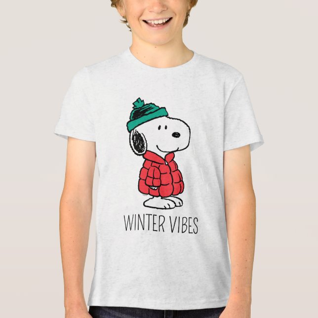 T-shirt En Tri-matière cacahuètes | Snoopy Chat d'hiver et Casquette (Recto)