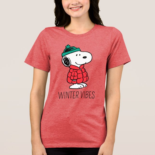 T-shirt En Tri-matière cacahuètes | Snoopy Chat d'hiver et Casquette (Recto)
