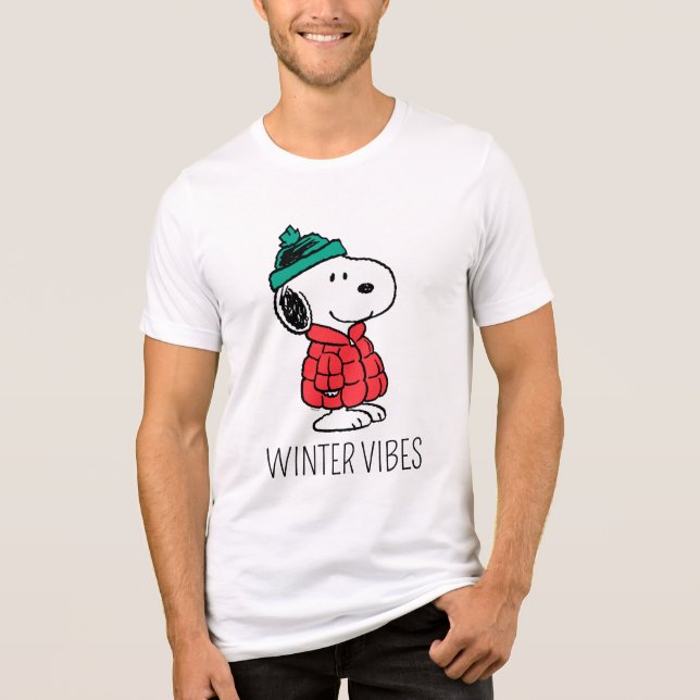 T-shirt En Tri-matière cacahuètes | Snoopy Chat d'hiver et Casquette (Recto)