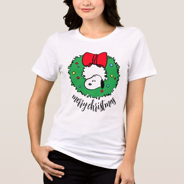 T-shirt En Tri-matière cacahuètes | Snoopy Christmas Wreath & Bow (Recto)