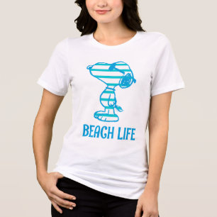 T-shirt En Tri-matière cacahuètes Snoopy Cyan Stripes Lunettes de solei