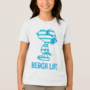 T-shirt En Tri-matière cacahuètes Snoopy Cyan Stripes Lunettes de solei