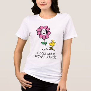 T-shirt En Tri-matière cacahuètes   Snoopy & Woodstock Flower