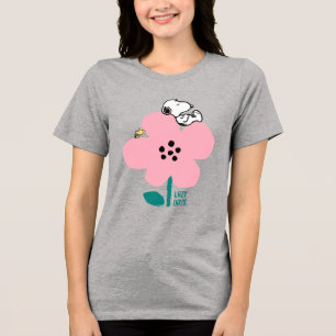 T-shirt En Tri-matière cacahuètes Snoopy & Woodstock Nap sur Fleur rose