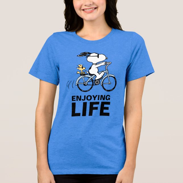 T-shirt En Tri-matière cacahuètes | Vélo Snoopy & Woodstock (Recto)