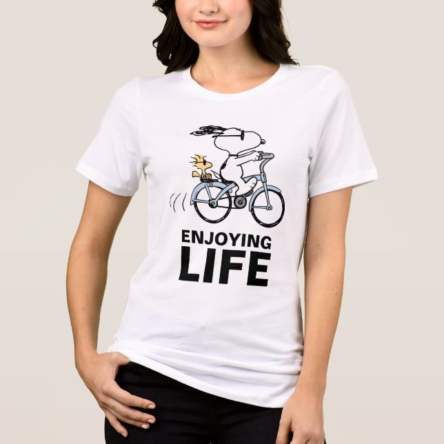 T-shirt En Tri-matière cacahuètes | Vélo Snoopy & Woodstock (Recto)