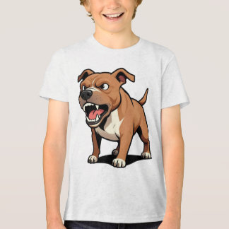 T-shirt En Tri-matière Cadeau de chien de dessin animé Pitbull marron en