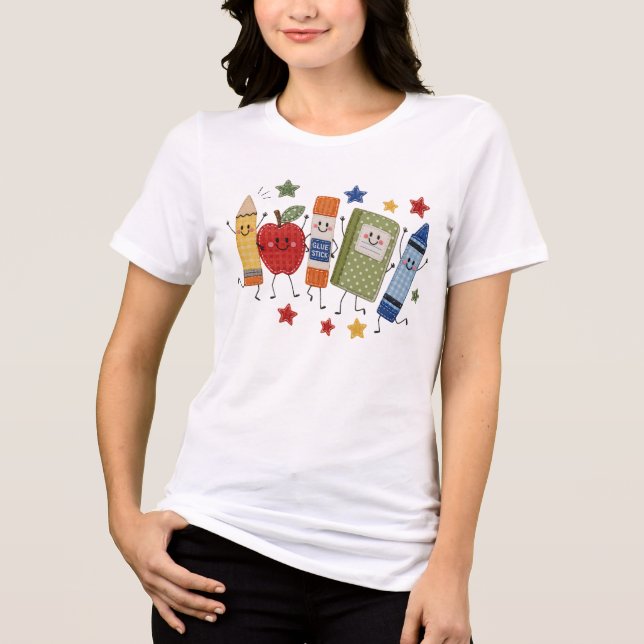 T-shirt En Tri-matière Cadeau de fournitures scolaires de faux patch mign (Recto)