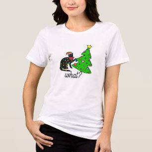 T-shirt En Tri-matière Cadeau drôle de chat noir renversant un sapin de N