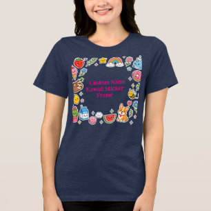 T-shirt En Tri-matière Cadre d'autocollant Kawaii de nom personnalisé