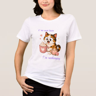 T-shirt En Tri-matière Café Cozy Chat Calicot Mignon - Je ne suis pas par