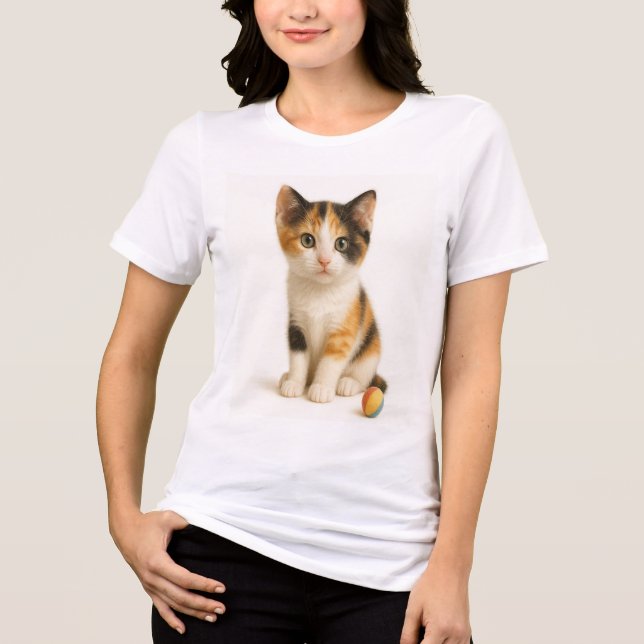 T-shirt En Tri-matière Calico Curiosity - Kitten avec balle de pop couleu (Recto)