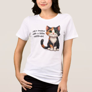 T-shirt En Tri-matière Calico Kitten Whimsical avec attitude