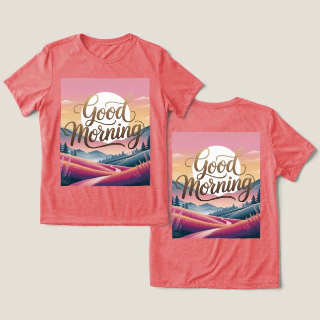 T-shirt En Tri-matière Calligraphie du bon matin Sunrise Red Women's (Design Recto & Verso)