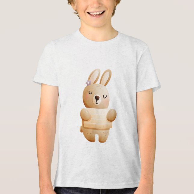 T-shirt En Tri-matière Calm Baby Bunny Illustration with Flower (Recto)