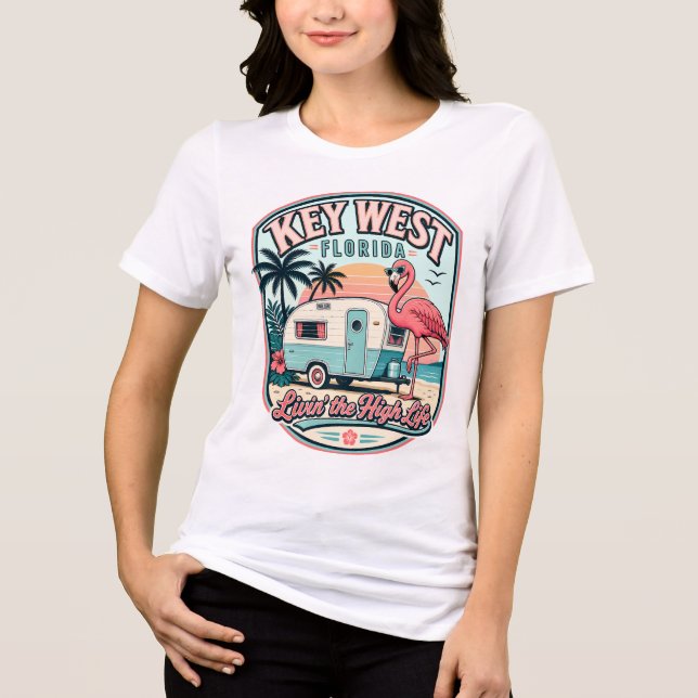 T-shirt En Tri-matière Camionnette Flamingo Key West Floride Keys (Recto)