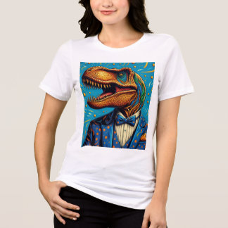 T-shirt En Tri-matière Camiseta mujer. imagen de T-Rex con traje de gala