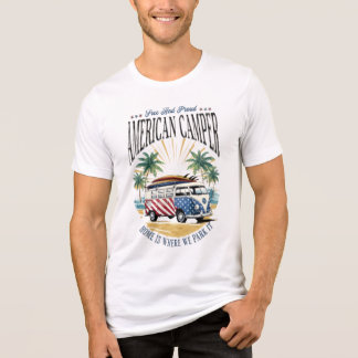 T-shirt En Tri-matière Camping Lover American Flag July 4th Camper Hiker
