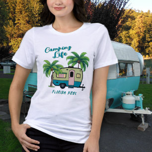 T-shirt En Tri-matière Camping Tropical Rétro Palmiers