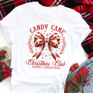 T-shirt En Tri-matière Candy Cane Club de Noël Coquette Nœud Papillon