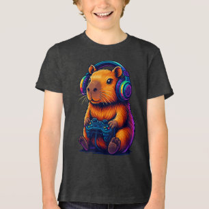 T-shirt En Tri-matière Capybara Joueur Mignon — avec Casque Audio et Mane