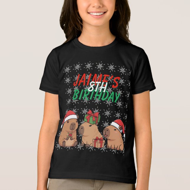 T-shirt En Tri-matière Capybara Noël Anniversaire (Recto)