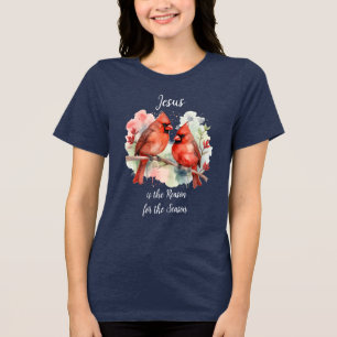 T-shirt En Tri-matière Cardinal Rouge de Noël Jésus Raison de la Saison