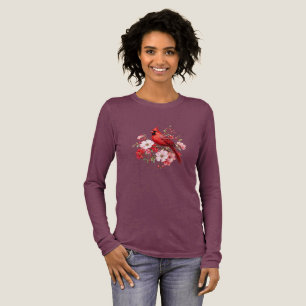 T-shirt En Tri-matière Cardinal Rouge Floral Ornithologue Aquarelle Natur