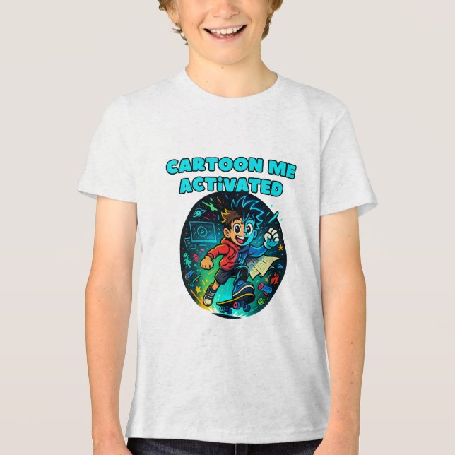 T-shirt En Tri-matière caricature amusante chemise enfant garçon (Recto)