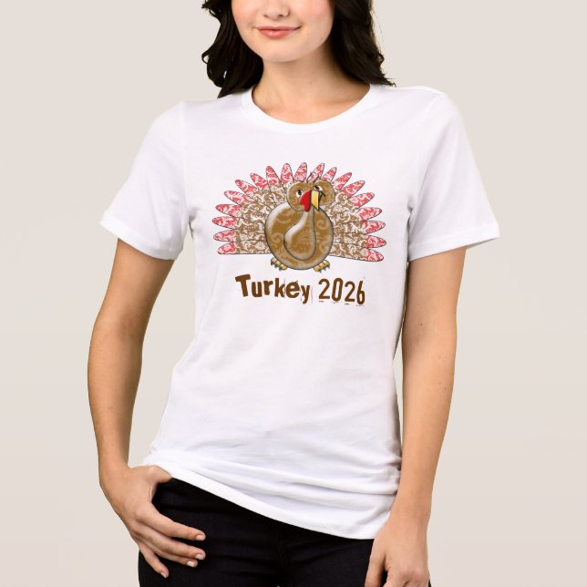 T-shirt En Tri-matière Caricature mignonne Turquie Damask modèle (Recto)