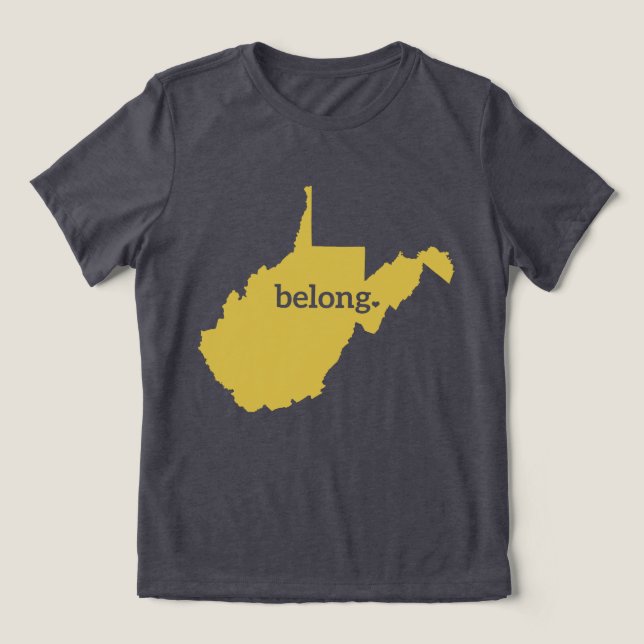 T-shirt En Tri-matière Carte de Virginie-Occidentale Belong State Pride (Design Recto)