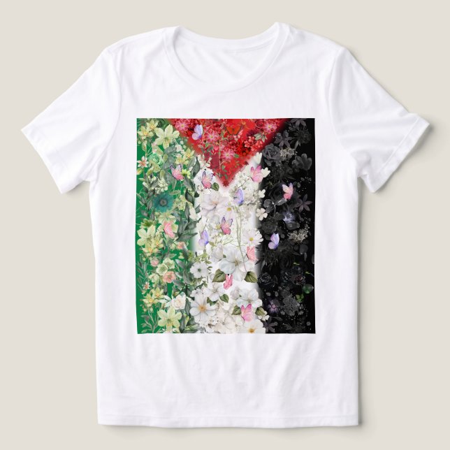 T-shirt En Tri-matière Carte Floral Palestine - T-shirt Carte Palestine l (Design Recto)