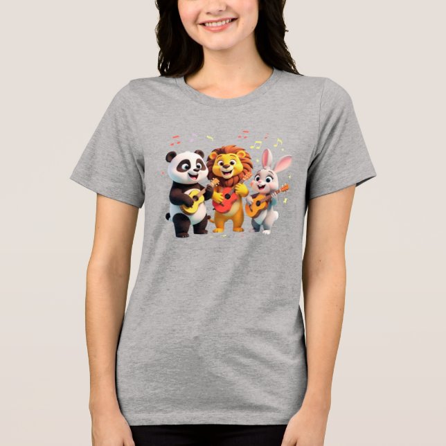 T-shirt En Tri-matière 🎵 Cartoon Animal Music Party – Fun & Cute Musical (Recto)